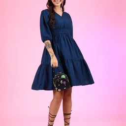 Raiyani Enterprise Crepe Fit & Flare Midi Dress-picture-15