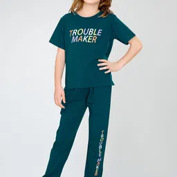 Zeyo Girls Typography Printed Cotton Night suit-picture-20
