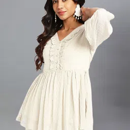 KALINI Self Design V Neck Top With Trousers Co-ord Set image 2