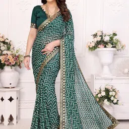 KALINI Patchwork Poly Georgette Saree-picture-24