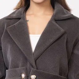 BUFFARO Notched Lapel Long Sleeves Single-Breasted Overcoat image 4