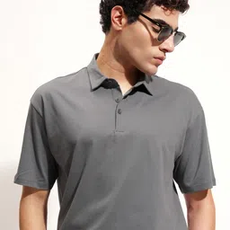 HIGHLANDER Polo Collar Drop-Shoulder Sleeves Cotton Relaxed Fit T-shirt-image-75