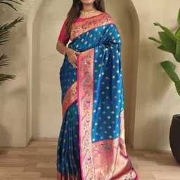 MORDEN MUSE Ethnic Motifs Zari Paithani Saree-image-54