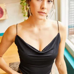 Olalook Women Cowl Neck Shoulder Straps Fitted Top-image-63