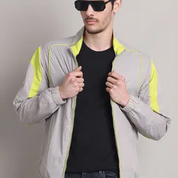 HOUSE OF VEDAS Men Mock Collar Solid Windcheater Bomber Jacket image 4