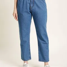 The Roadster Lifestyle Co Women High Rise Slouchy Fit Pure Cotton  Jeans-image-2