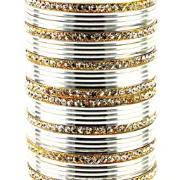 Vidhya Kangan Set Of 32 Gold-Plated Stone Studded Acrylic Brass Bangles image 4