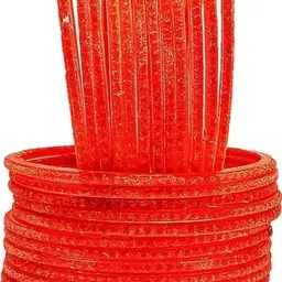SHRASHTI Orange Glass Artificial Stones & Beads Bangle image 1