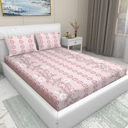 Aura Pink Printed Cotton 220 TC King Fine Bedsheet with 2 Pillow Covers 2.28 m x 2.54 m-image-62