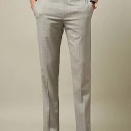 Arrow Men Checked Regular Fit Mid-Rise Trousers-image-3