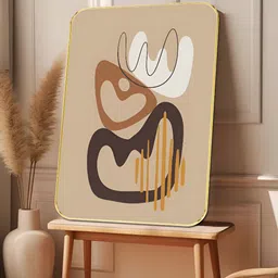 Livin'luxe Gold-Toned & Brown 1 Piece Wood Abstract Wall Paintings image 4