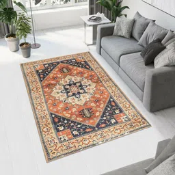MAA HOME CONCEPT Multicoloured Floral Anti-Skid Woollen Carpet-image-64