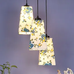 Devansh Multicolor Cotton Pyramid Drum Cluster Hanging Lamp Pendant Lamp Ceiling Lamp image 2