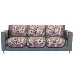 Kuber Industries Peach-Coloured & Brown 16 Pieces Printed Cotton Sofa Cover With Arms image 2