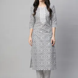 GoSriKi Geometric Printed Regular Straight Kurta with Trousers image 1