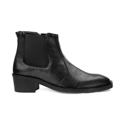 Bxxy Men Textured Square Toe Height Increasing Elevator Block Heel Chelsea Boots-picture-19