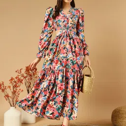 LookShine Floral Printed Cut-Outs Detail Maxi Dress-picture-24