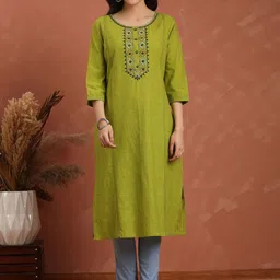 Anouk Women Embroidered Pure Cotton Kurta image 3