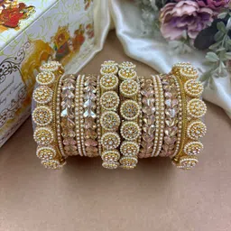 Wedding Chuda by Hitesh Bangles Set Of 16 Stone Studded & Beaded Bangles-picture-26