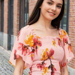 Stylecast X Slyck Floral Printed Square Neck Bell Sleeves Top-picture-20