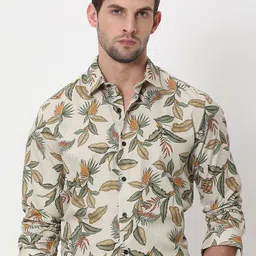 Mufti Men ss-24 Slim Fit Floral Printed Cotton Casual Shirt-picture-32