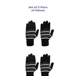 LOOM LEGACY Men Striped Acrylic Winter Gloves image 4