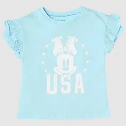 GAP Girls Minnie Printed Pure Cotton Relaxed-Fit Ruffled Round Neck T-Shirt-picture-12