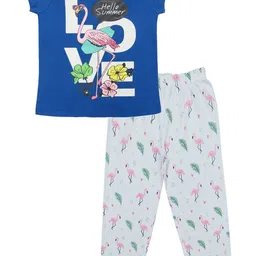 Clothe Funn Girls Printed Round Neck Pure Cotton Night Suits-picture-37