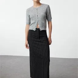 Trendyol Women Self Design Short Sleeves Crop Cardigan-picture-37