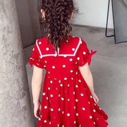 StyleCast x Revolte Girls Polka Dot Print Peter Pan Collar Puff Sleeves Fit & Flare Dress image 3