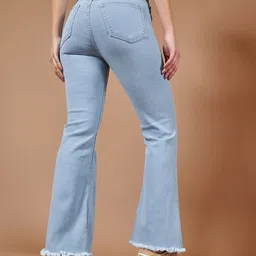 DOLCE CRUDO Women Bootcut High-Rise Heavy Fade Stretchable Jeans image 2