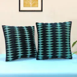 Mid July Home Black & Green Set of 2 Velvet Square Cushion Covers-picture-30