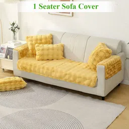 HOKIPO Yellow 3 Pieces Self Design 1 Seater Seat Mat with Arms-picture-10