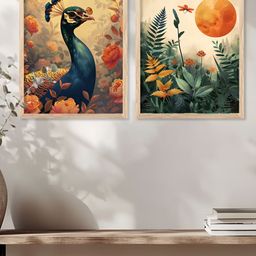 Kotart Brown & Orange 2 Pieces Floral And Botanical Wooden Wall Arts-picture-12
