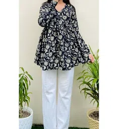 NEW RJP CRAFT Women Floral Printed V-Neck Tiered A-Line Kurti-picture-20