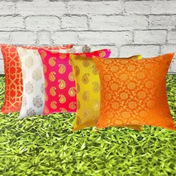 pink parrot Pinkparot Artsilk 12x12 inch cushion cover set of 5 pcs-picture-16