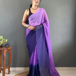 FLOURIOUS Ombre Printed Pure Georgette Saree image 3