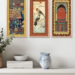 Kotart Brown & White 3 Pieces Birds and Animals Wooden Wall Paintings-picture-12