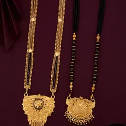 Bhanu diam Gold-Plated & Black Brass Mangalsutra-picture-10