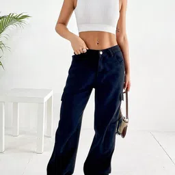 Stylecast X Slyck Round Neck Styled Back Crop Top image 5