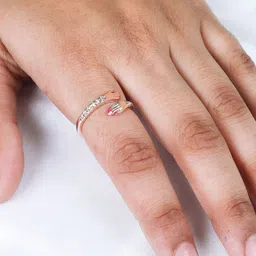 Thrillz Rose Gold-Plated Cubic Zirconia-Studded Adjustable Finger Ring image 4