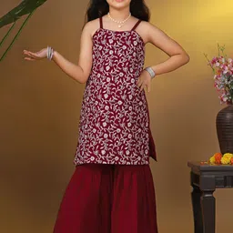 FASHION DREAM Girls Ethnic Motifs Embroidered Regular Kurta With Sharara-picture-17