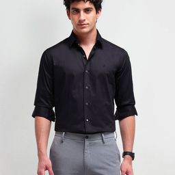 Arrow New York Men Comfort Spread Collar Solid Cotton Slim Fit Formal Shirt-picture-31