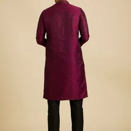 Manyavar Mandarin Collar Geometric Woven Design Straight Kurta with Trouser image 5