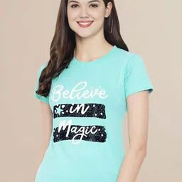 Metronaut Women Pack Of 3 Typography Printed Round Neck Cotton T-shirts image 3