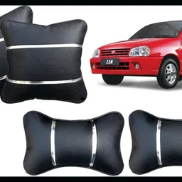 peeps store Black, Silver Leatherite Car Pillow Cushion for Maruti Suzuki image 1