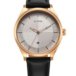 Titan Men Brass Dial & Leather Straps Analogue Watch 1802WL02 image 1