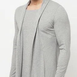 glampanda Men Jacket Style Full Sleeve Grey Shrug image 3