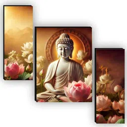 sndart Set Of 3 Lord Buddha Wall Paintings For Living Room Gift items Digital Reprint 12 inch x 18 inch Painting-picture-15