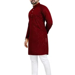click n buy Men Maroon Kurtas image 2